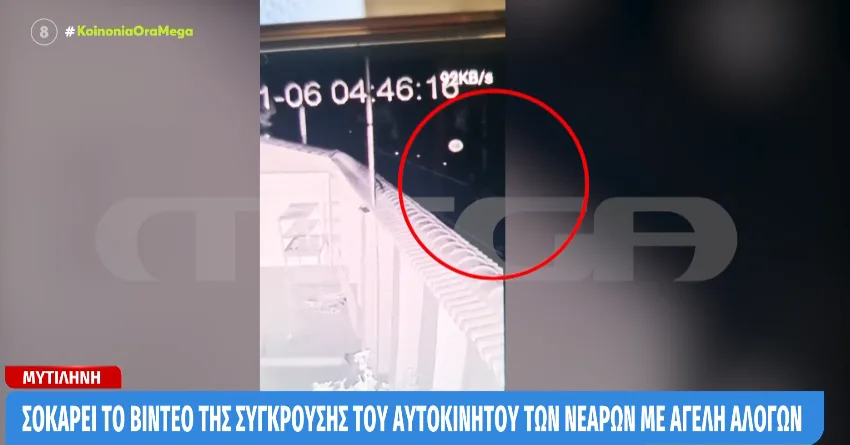 Κάμερα ασφαλείας κατέγραψε το σοκαριστικό τροχαίο στη Μυτιλήνη: Η στιγμή της θανάσιμης σύγκρουσης με τα άλογα